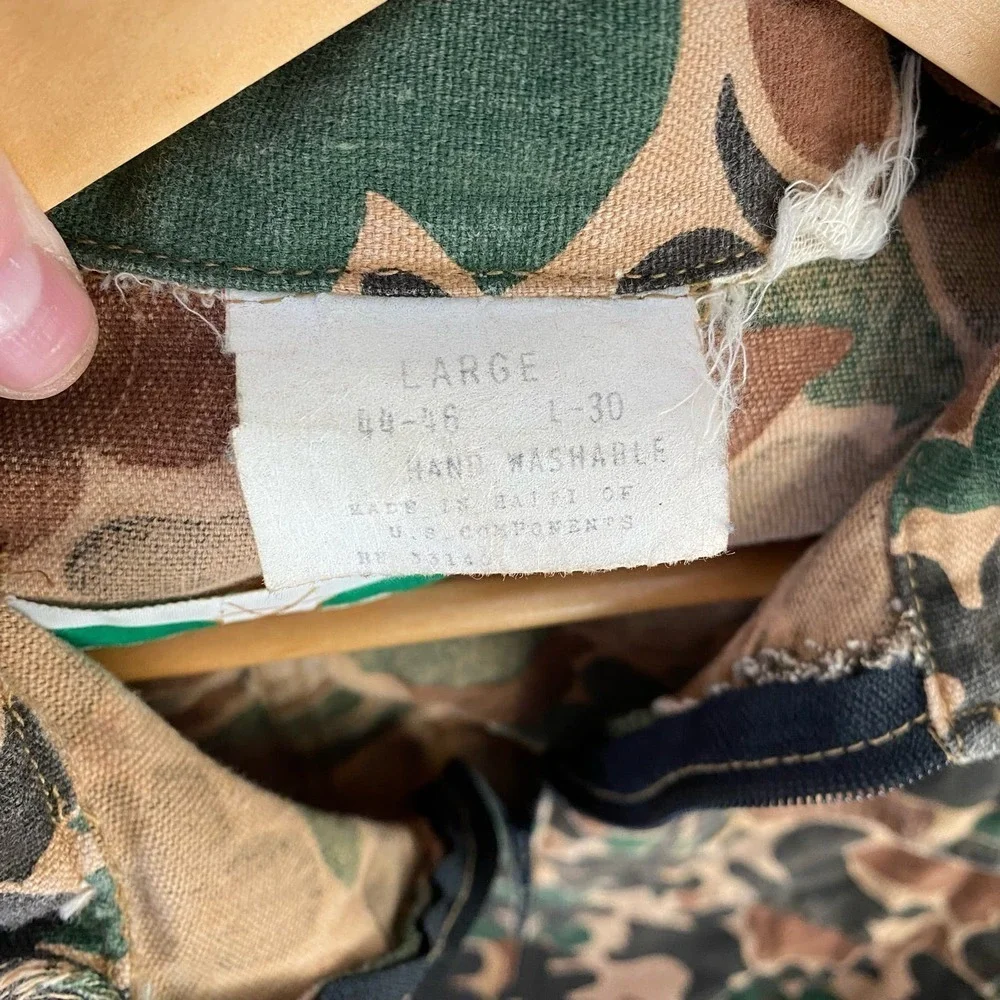 Vintage 80s Game Winner Duck Camo Full Body Jumpsuit Front Zip Men's Size Large - Picture 6 of 10